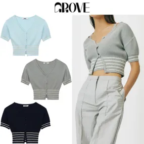 GROVE  |Casual Style Street Style Short Sleeves Office Style