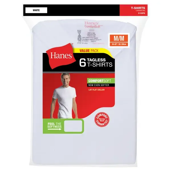 Hanes Tagless  Crew Neck Undershirt- 6 pack