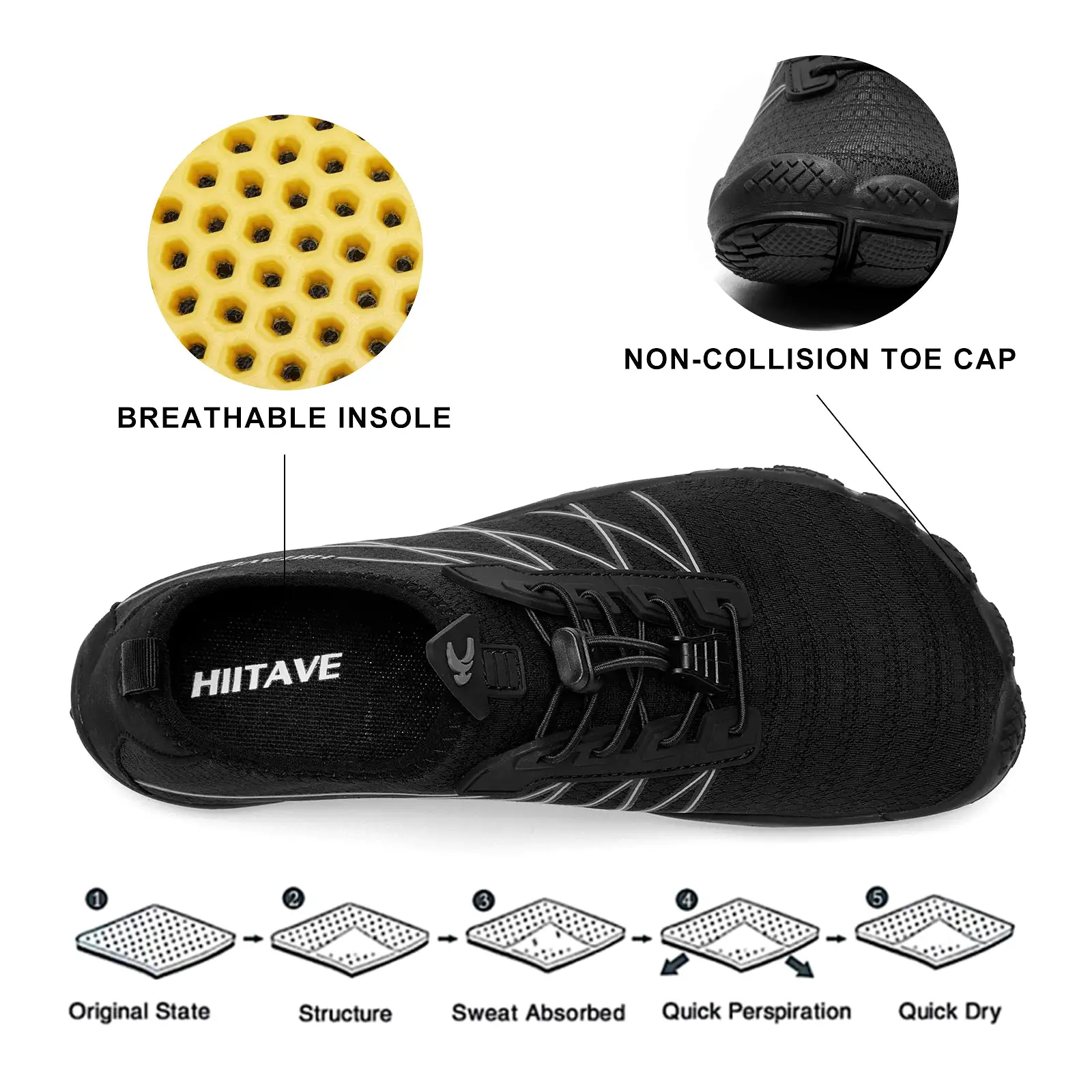 Hiitave Men Barefoot Water Shoes Beach Aqua Socks Quick Dry for Outdoor Sport Hiking Swiming Surfing