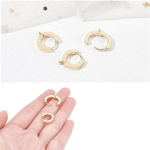 Hoop Earring Findings, 201 Stainless Steel, Huggie Hoop, With Closed Loop, Golden, 15.5mm