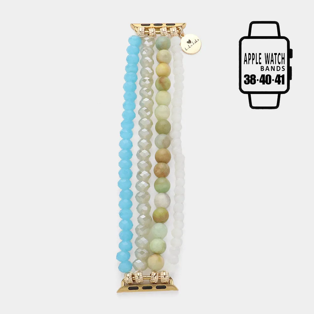 iLLASPARKZ Faceted Beads Natural Stone Beaded Multi Layered Apple Watch Band