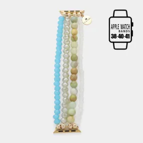 iLLASPARKZ Faceted Beads Natural Stone Beaded Multi Layered Apple Watch Band