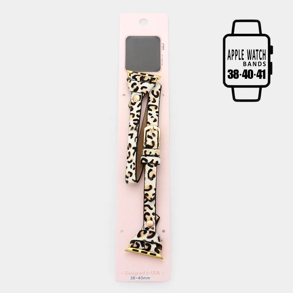 iLLASPARKZ Leopard Patterned Faux Leather Warp Apple Watch Band