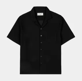 Jacquard Ornate Printed Mens Short Sleeve Shirt (Black)