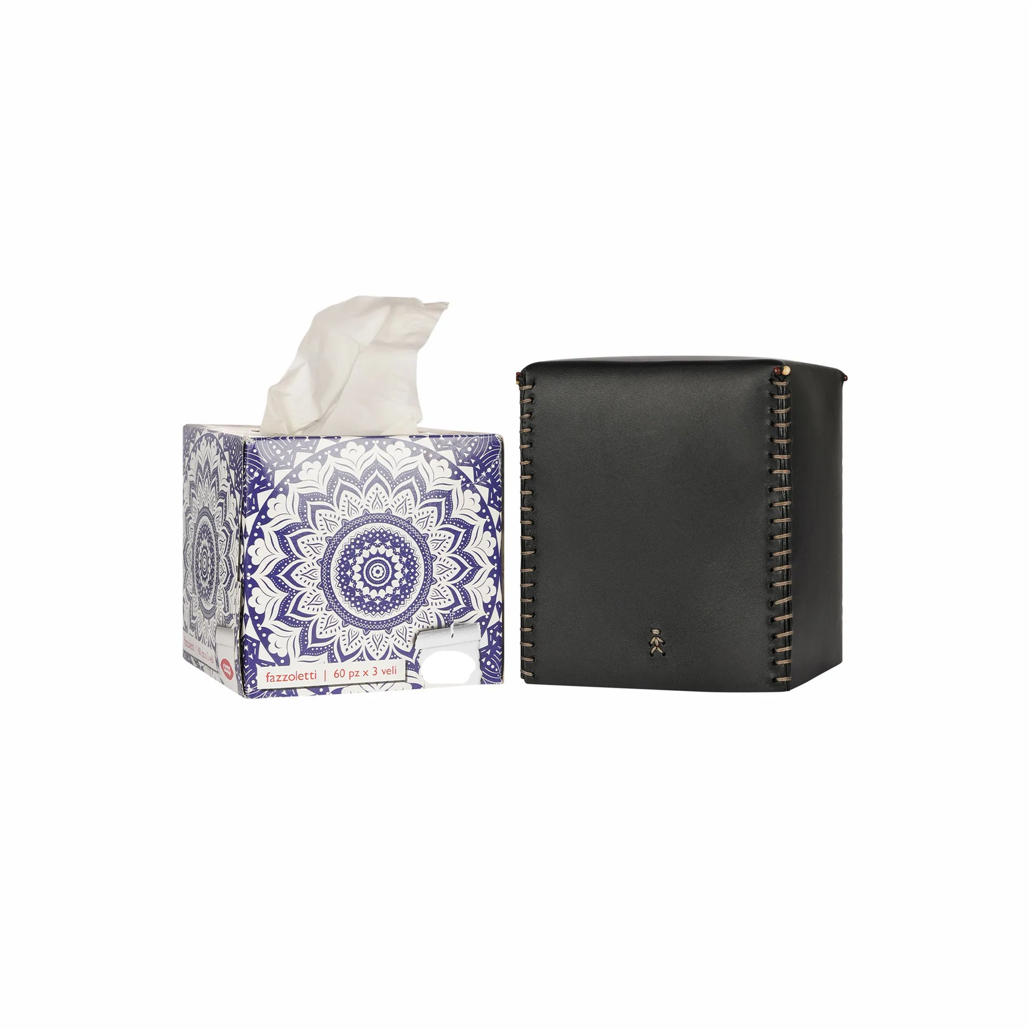 Kleenex Box Square Cuoio Black