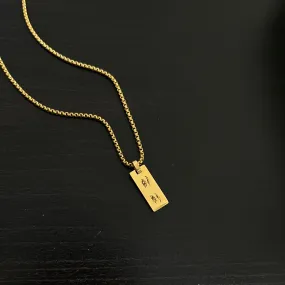 Lazer Engraved Slim Rectangle Necklace FOR GUYS - LINE ART