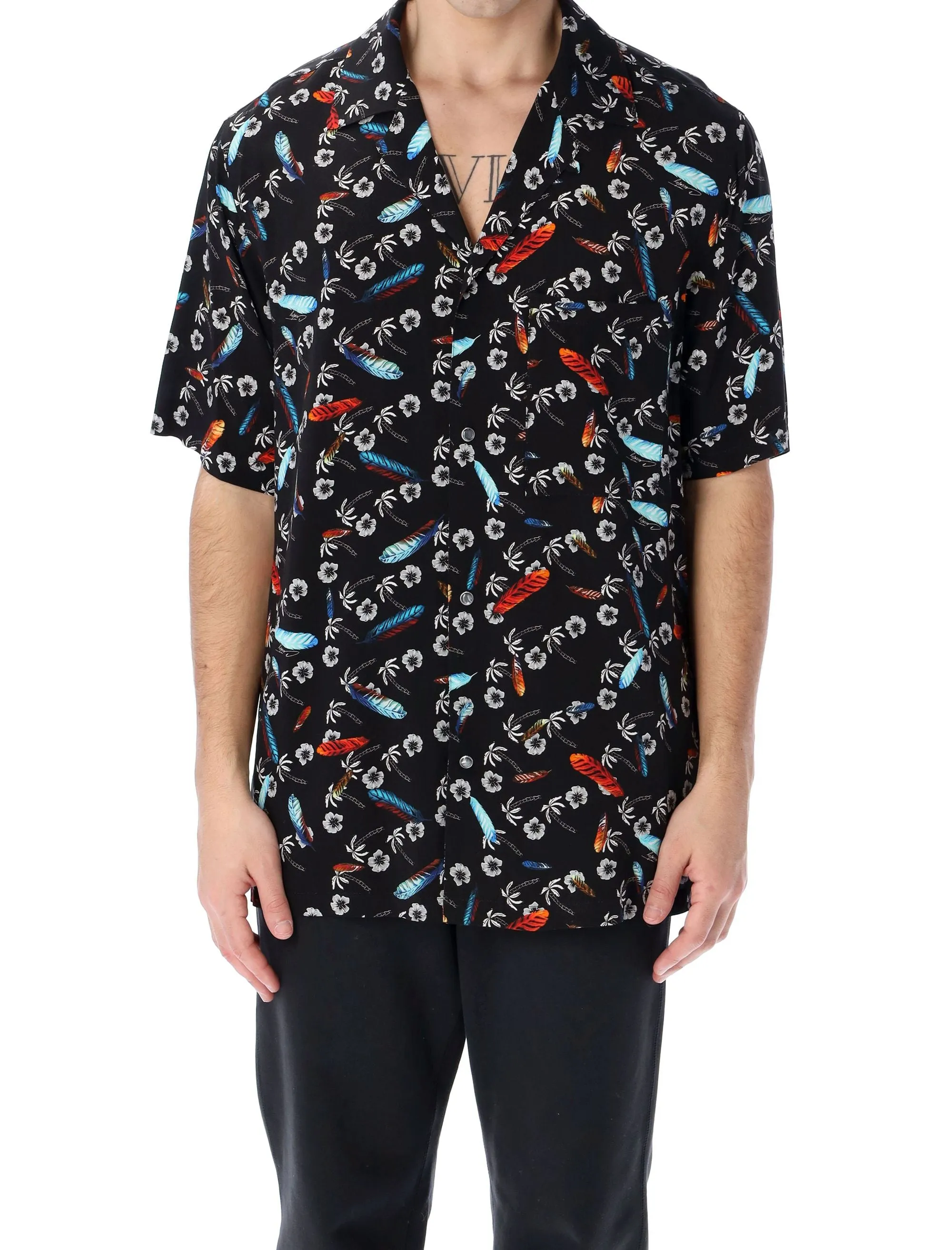 Marcelo Burlon County Of Milan Floral Printed Short Sleeved Shirt