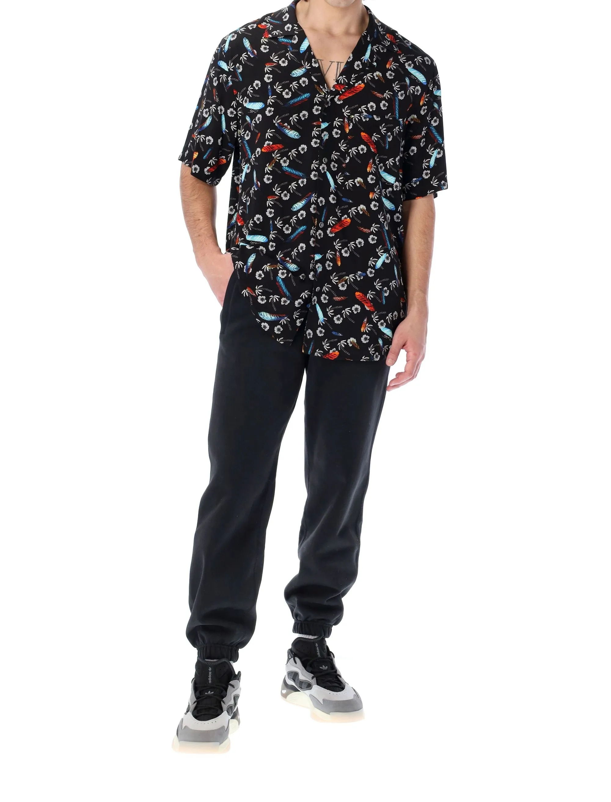 Marcelo Burlon County Of Milan Floral Printed Short Sleeved Shirt