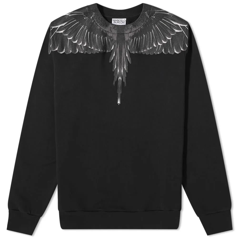 Marcelo Burlon Icon Wing Crew Neck SweatBlack & Black