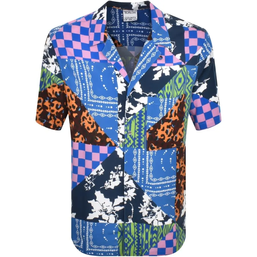 Marcelo Burlon Mix And Match Hawaii Shirt Blue