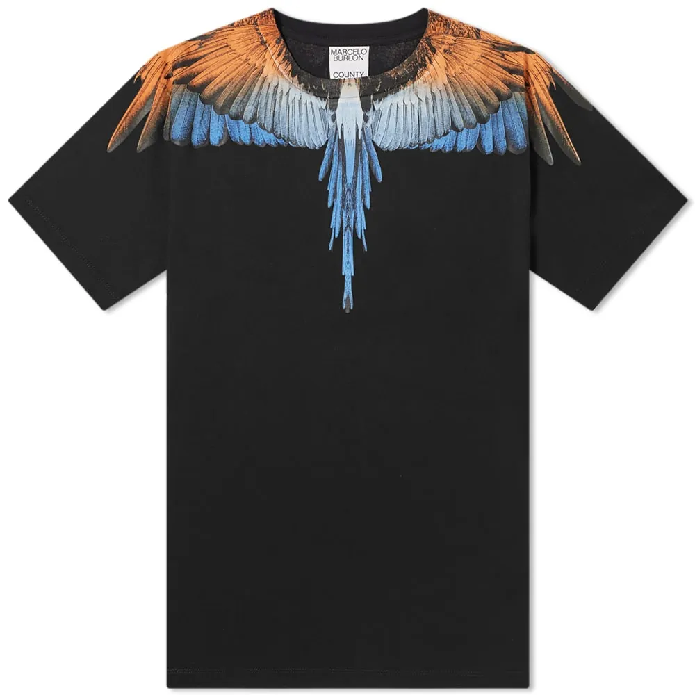 Marcelo Burlon Regular Wings T-ShirtBlack & Orange