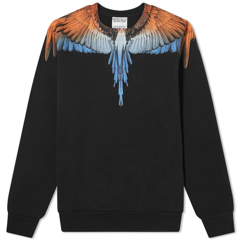 Marcelo Burlon Wings Regular Crew SweatBlack & Orange