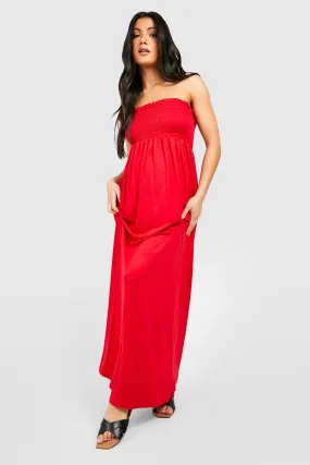 Maternity Shirred Bandeau Maxi Dress