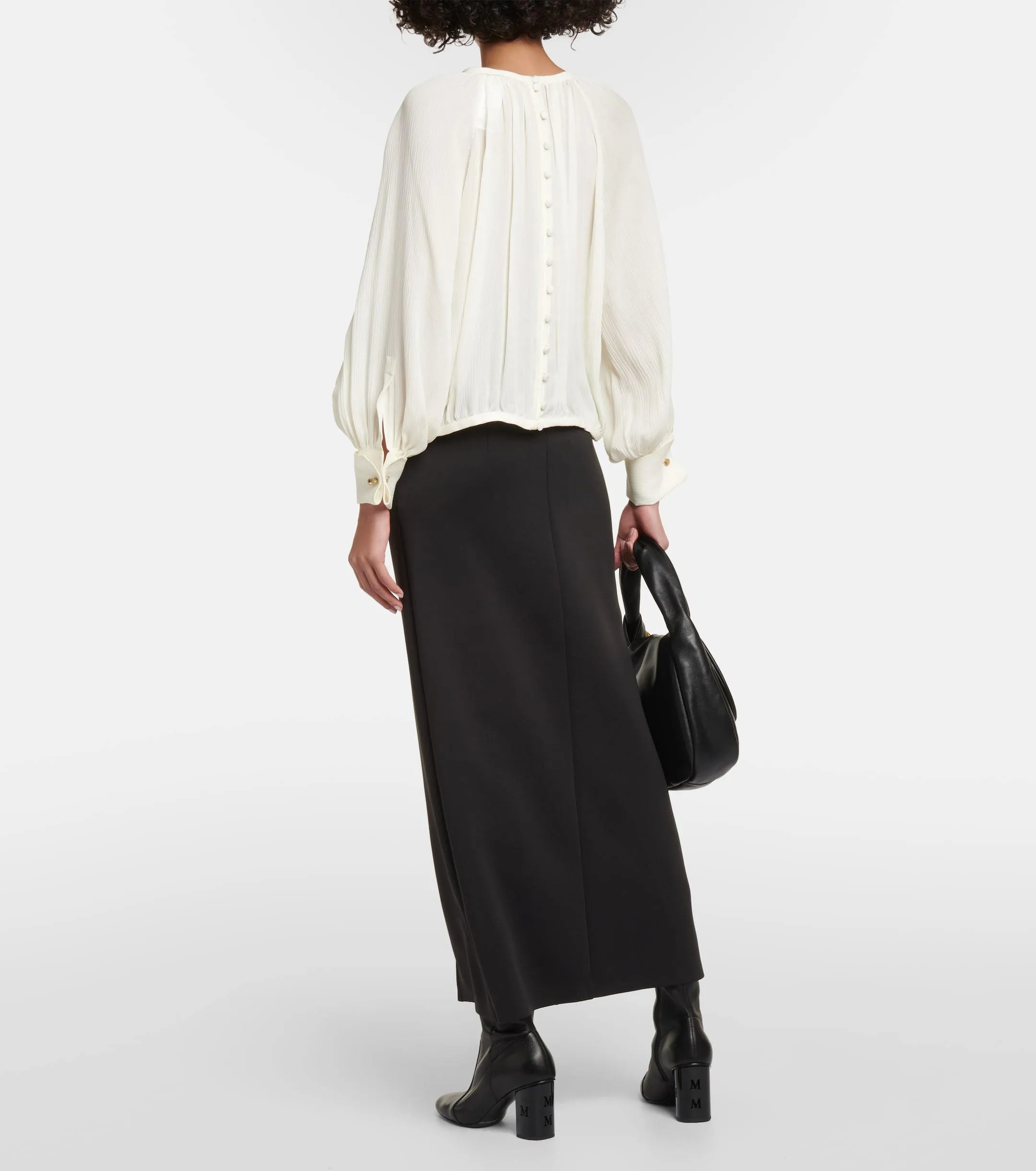 MaxMara  |Casual Style Silk Street Style Long Sleeves Party Style