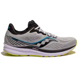 Men's Saucony Ride 14, Fog/Black/Storm, 12 2E Wide