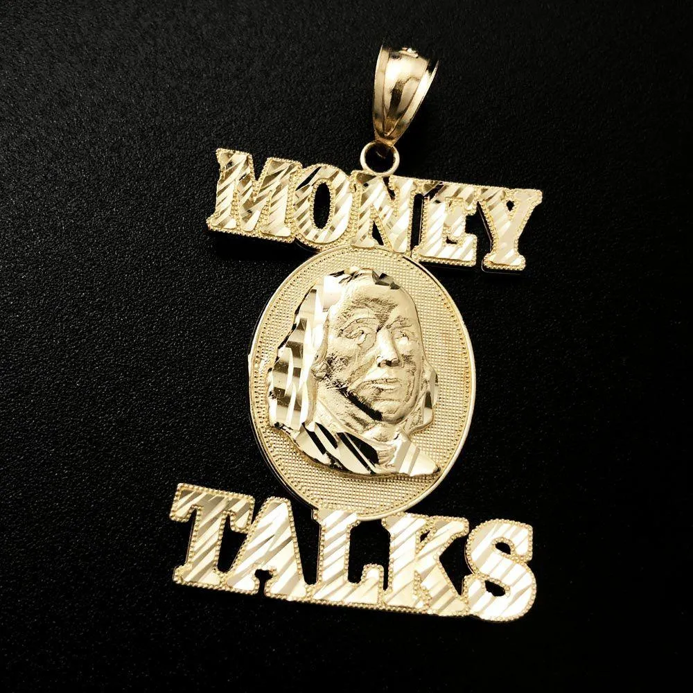 Money Talks Ben Franklin DC 10K Yellow Gold Pendant