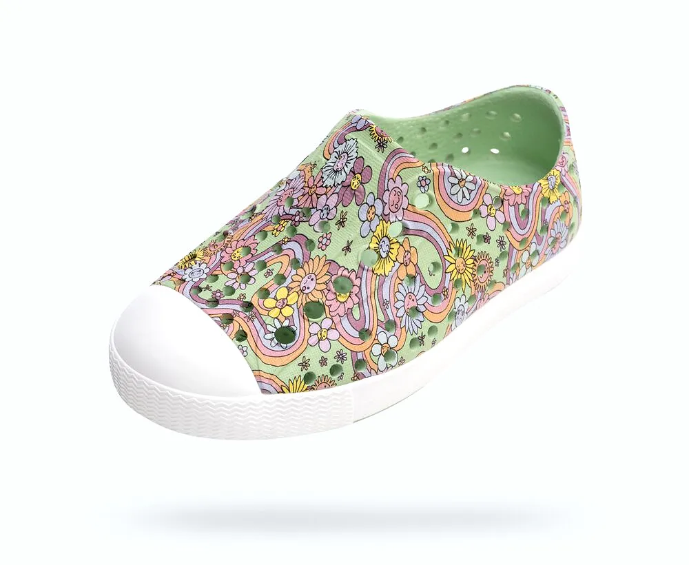 Native Jefferson Print Shoes - Fig Green / Shell White / Rain Floral