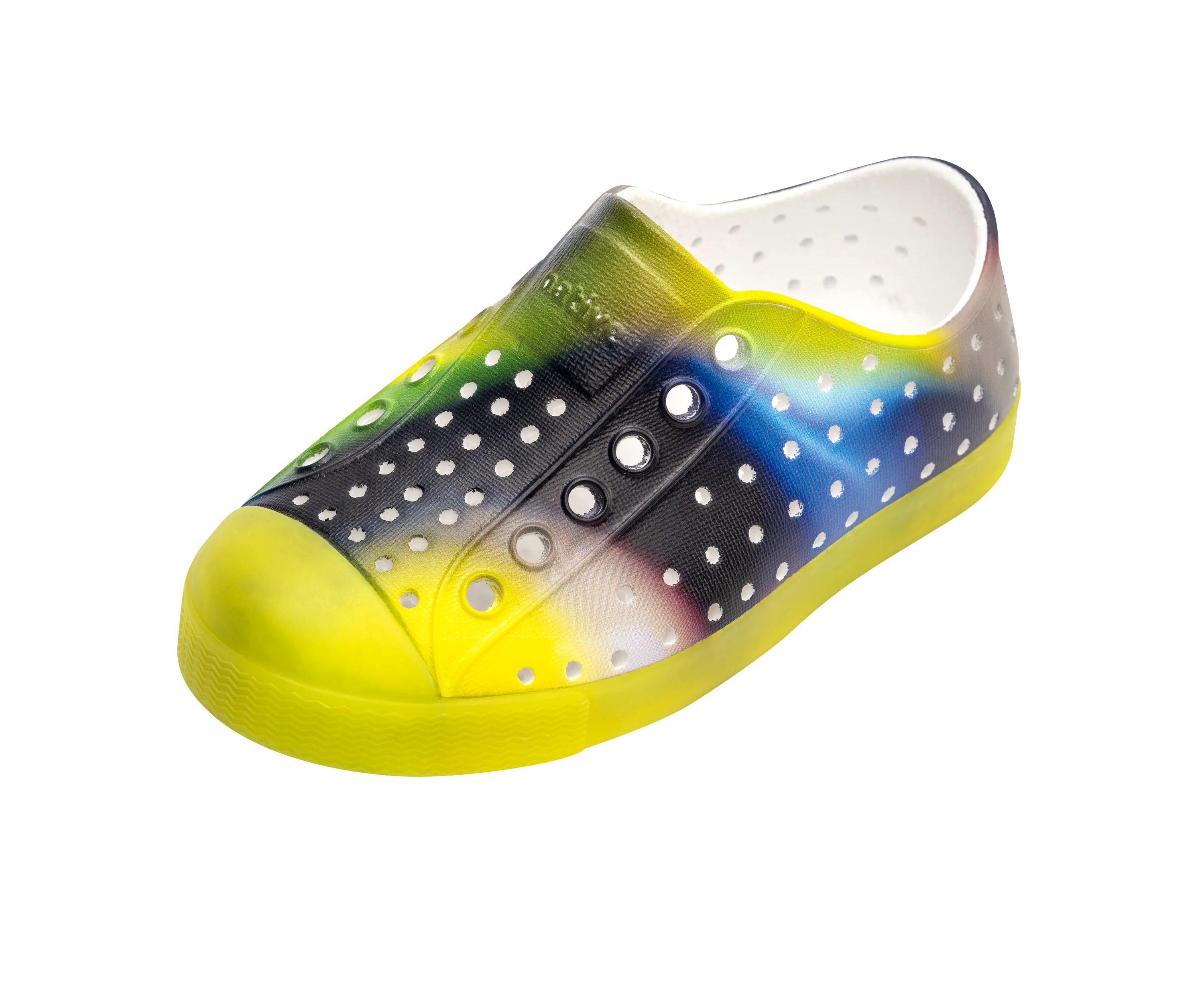 Native Jefferson Print Shoes - Shell White / Pickle Green Glow / Space Blur