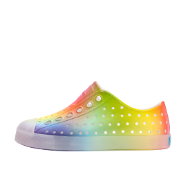 Native Jefferson Print Shoes - Shell White / Translucent / Rainbow Blur