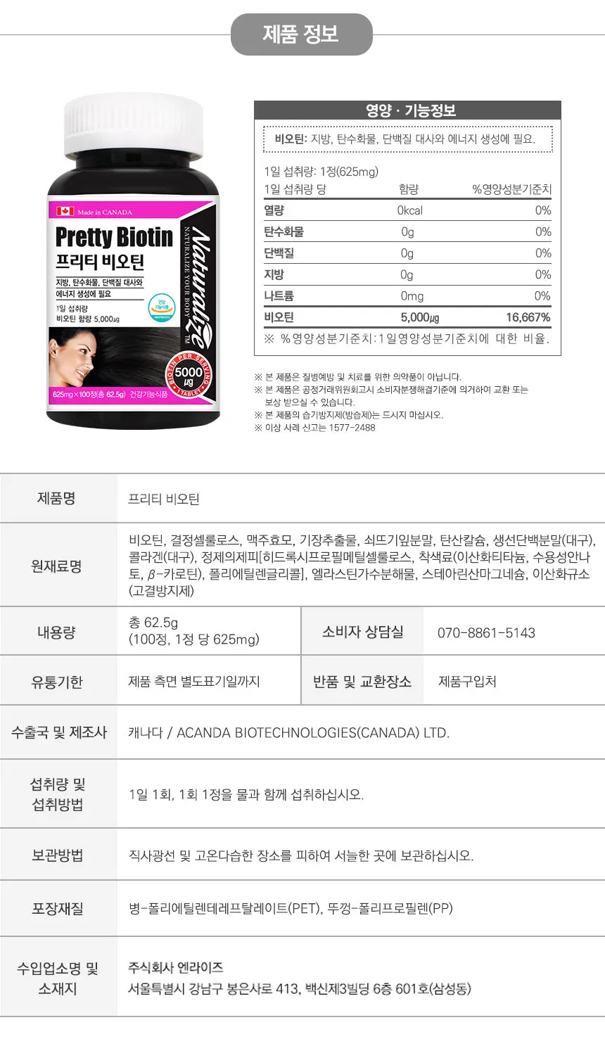 Naturalize Pretty Biotin 500mg x 100 capsules Prevents hair loss health Beauty Supplements carbohydrate fat protein metabolism e