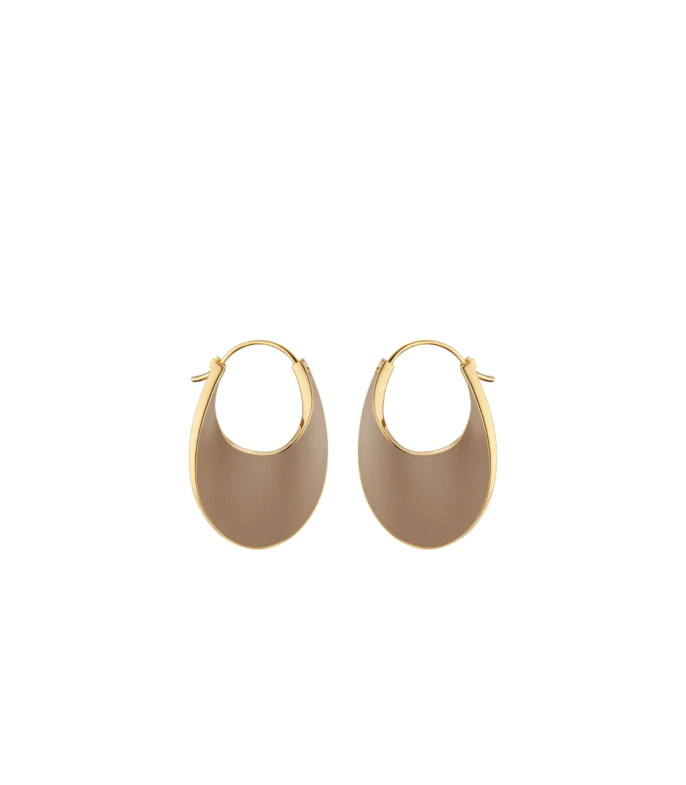 ole Slim Hoop Earrings - Taupe Leather