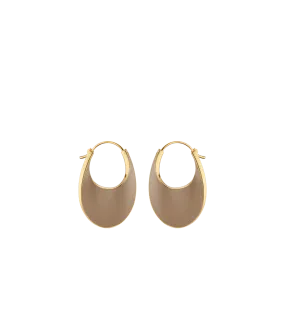 ole Slim Hoop Earrings - Taupe Leather