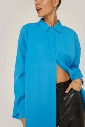 Oversized Shirred Cuff Poplin Shirt