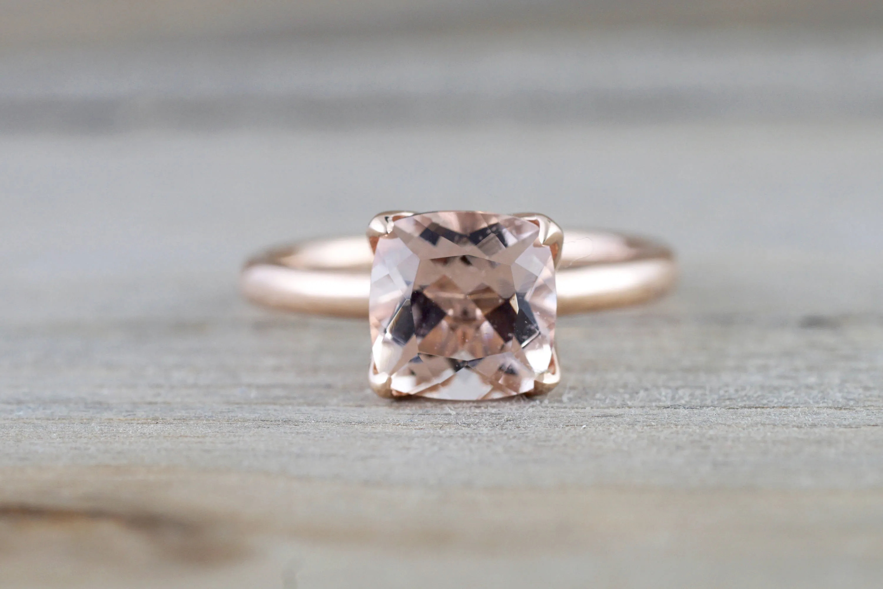 Payment Plan 14k Rose Gold Cushion Morganite Peach Pink Classic lotus flower petal Solitaire Engagement Wedding Ring Design