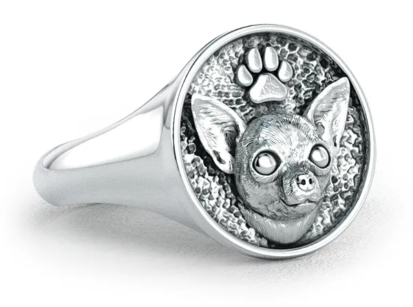 Personal & Custom: Chihuahua Paw Classic Round Signet Ring Custom order PC