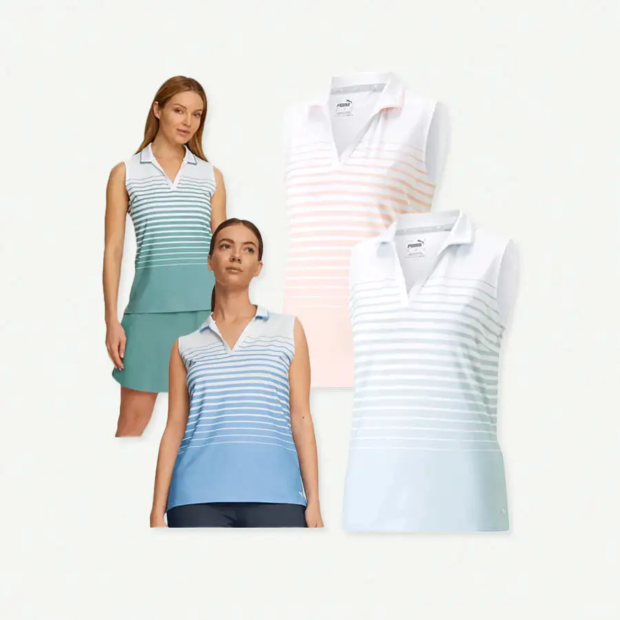 Puma Ladies MATTR Sleeveless Stripe Golf Polo