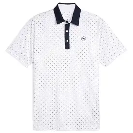 Pure Geo Polka Dot Polo White/Navy - SS24