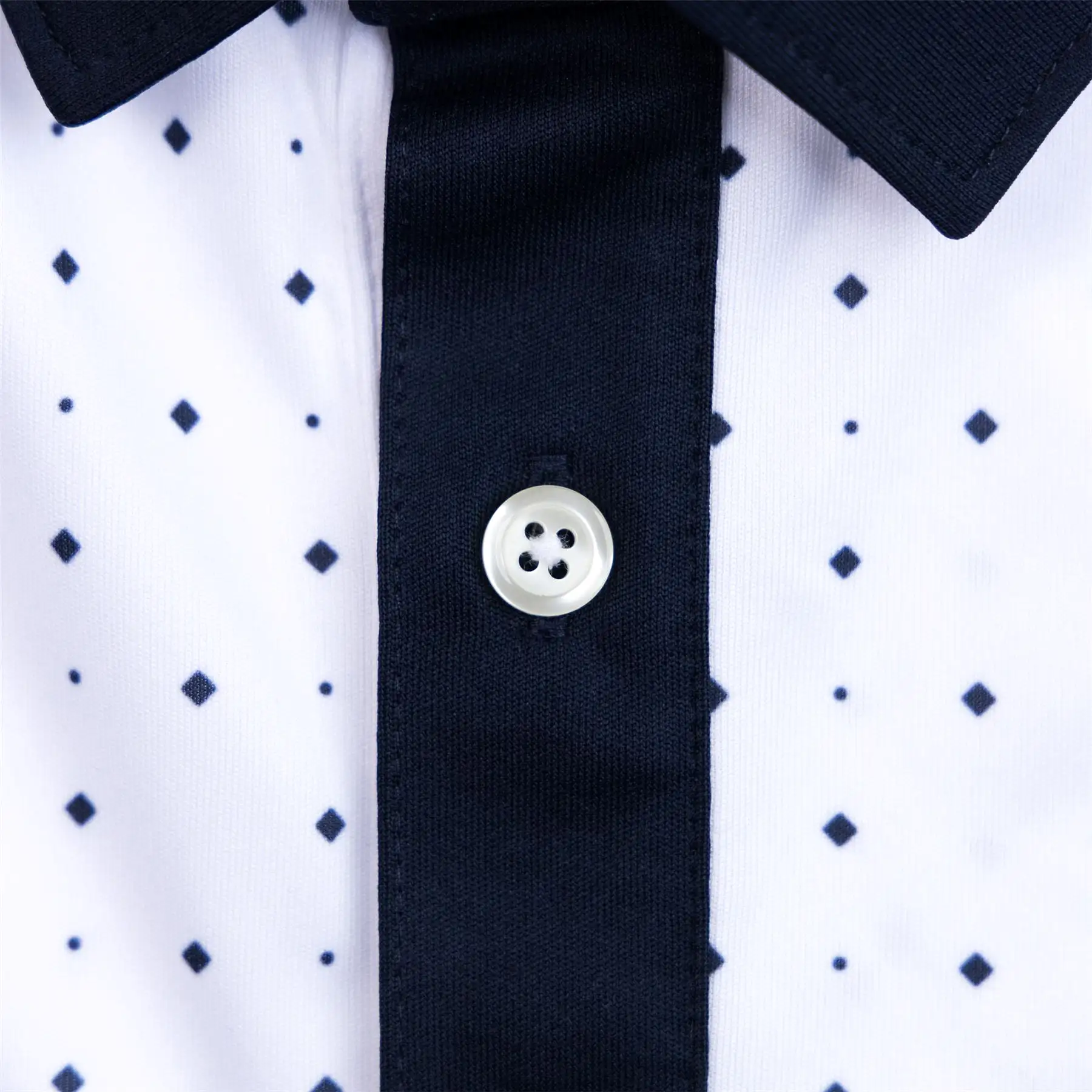 Pure Geo Polka Dot Polo White/Navy - SS24