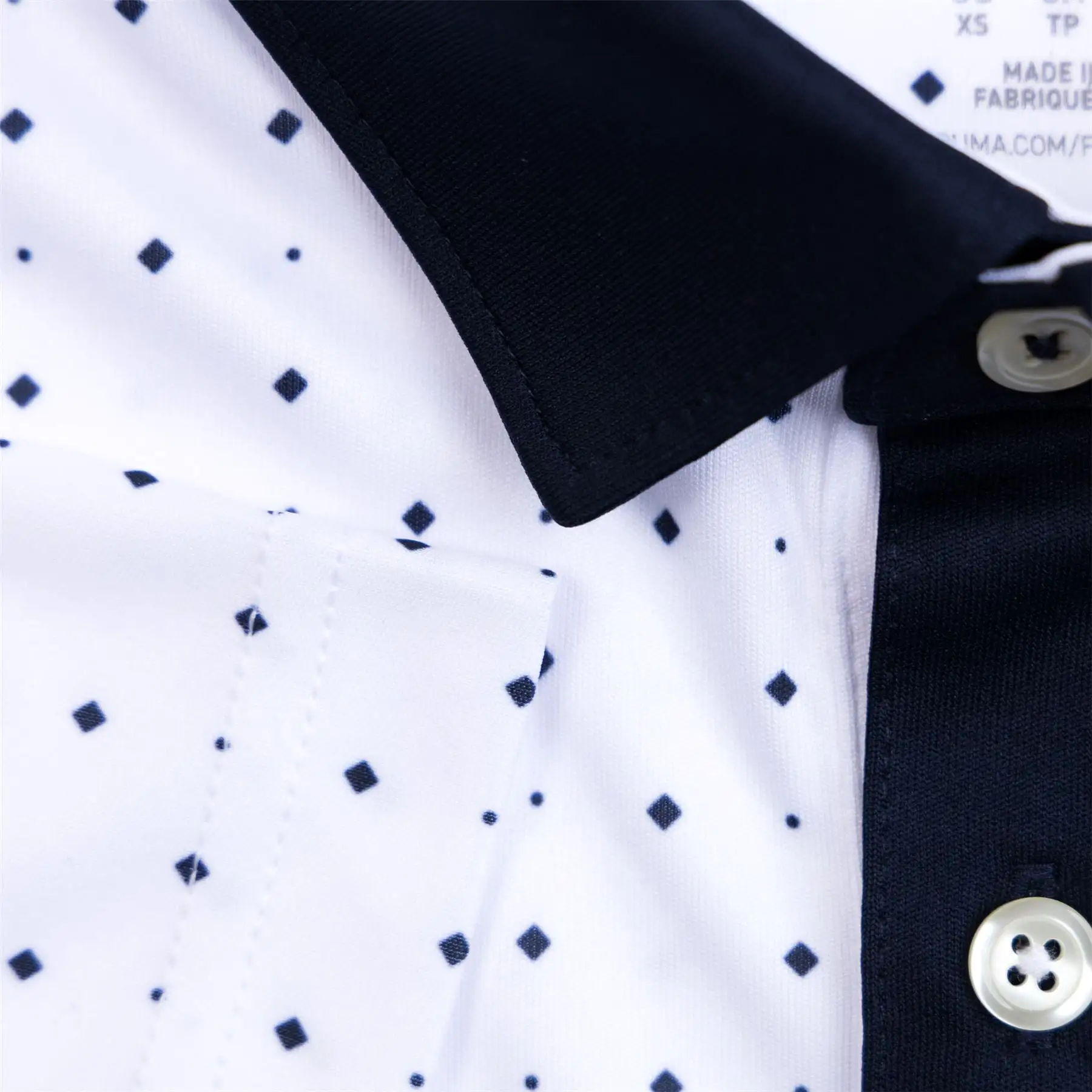 Pure Geo Polka Dot Polo White/Navy - SS24