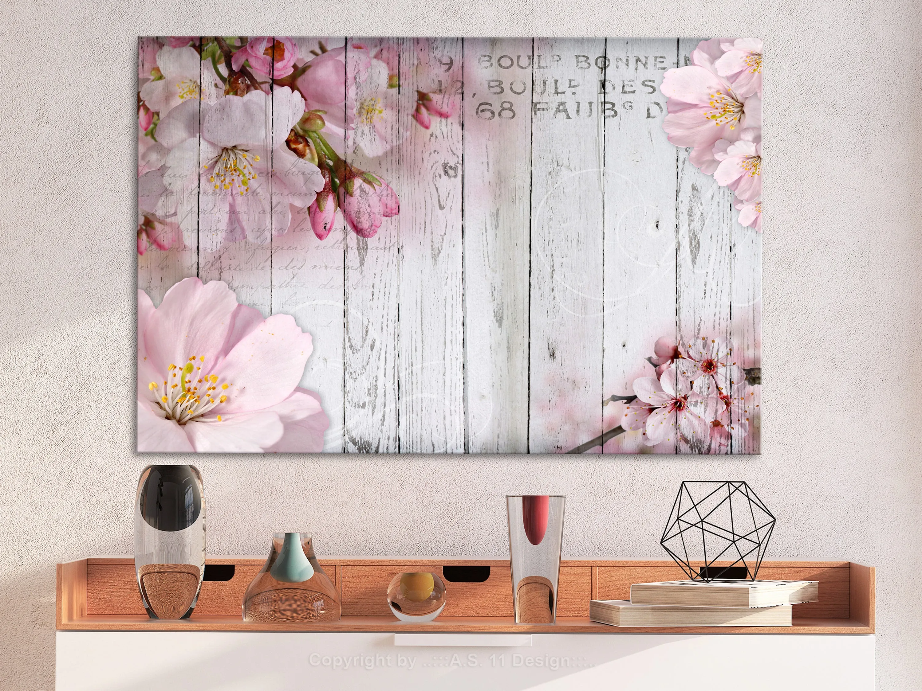 Quadro Flowers on Boards (1 Part) Wide