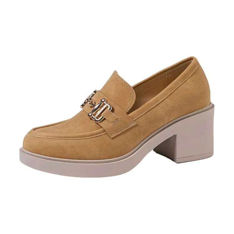 QUEEN HELENA X30 105 Mocassino Donna Tacco Alto con Morsetto Oro Cuoio