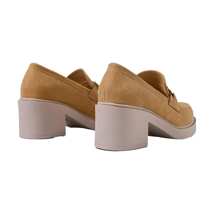 QUEEN HELENA X30 105 Mocassino Donna Tacco Alto con Morsetto Oro Cuoio