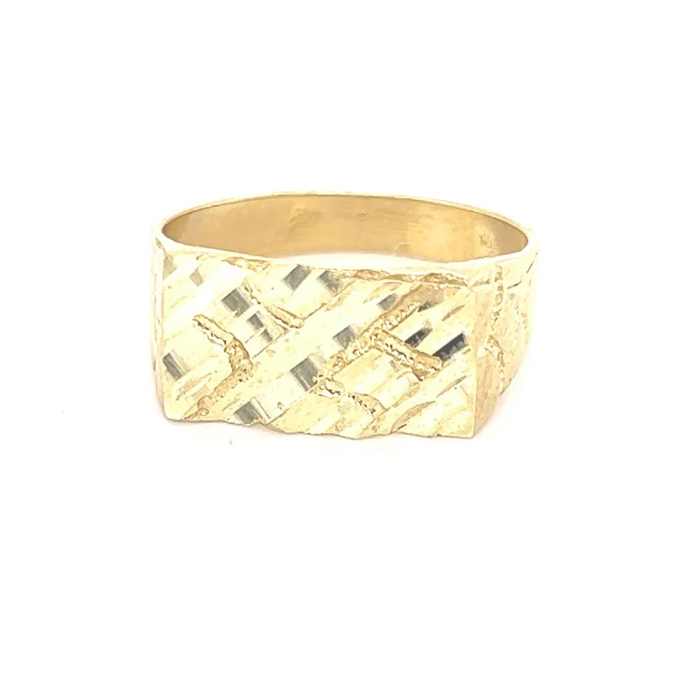 Rectangle Golden Nugget Small 10K Yellow Gold Ring