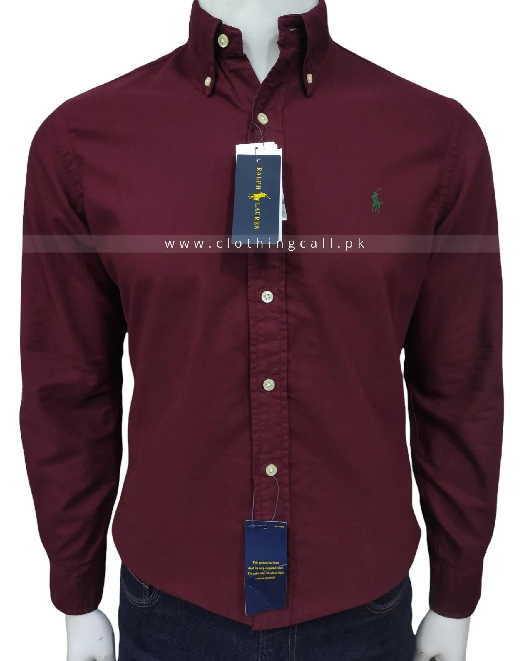 RL Classic Fit Garment Dyed Maroon Shirt