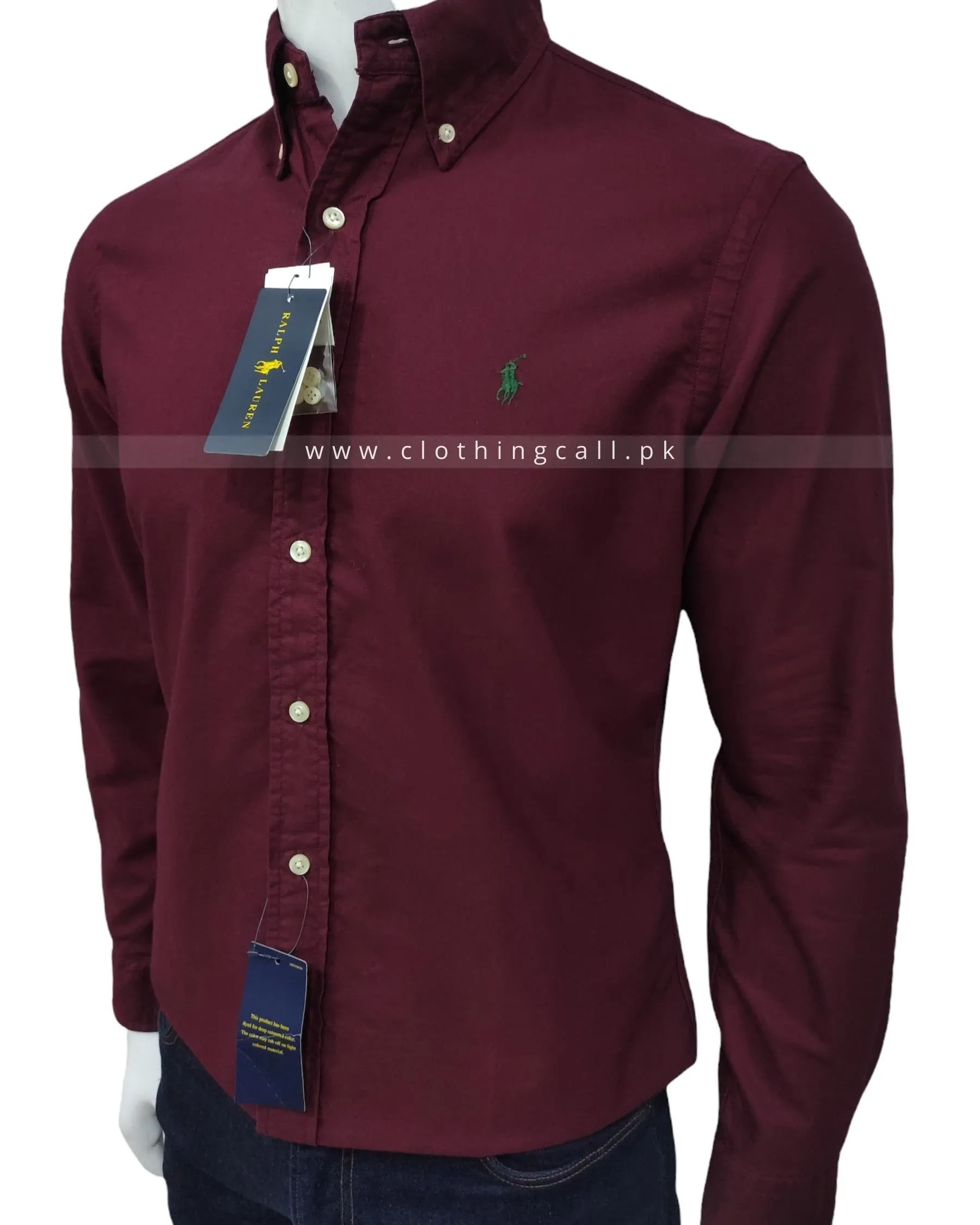 RL Classic Fit Garment Dyed Maroon Shirt