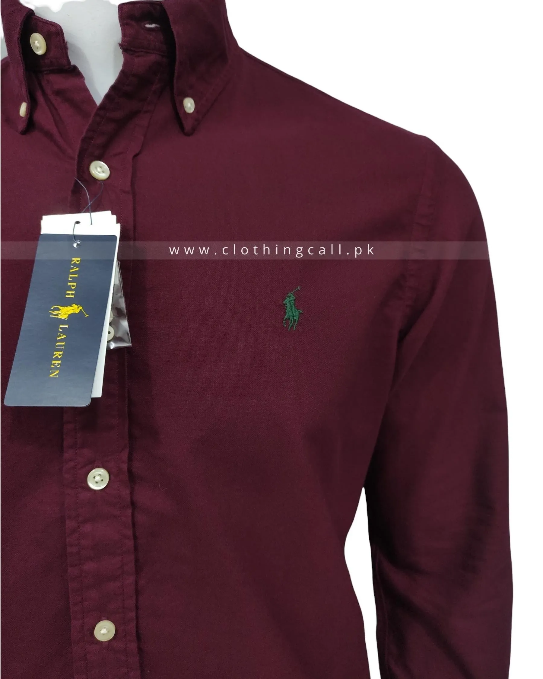 RL Classic Fit Garment Dyed Maroon Shirt