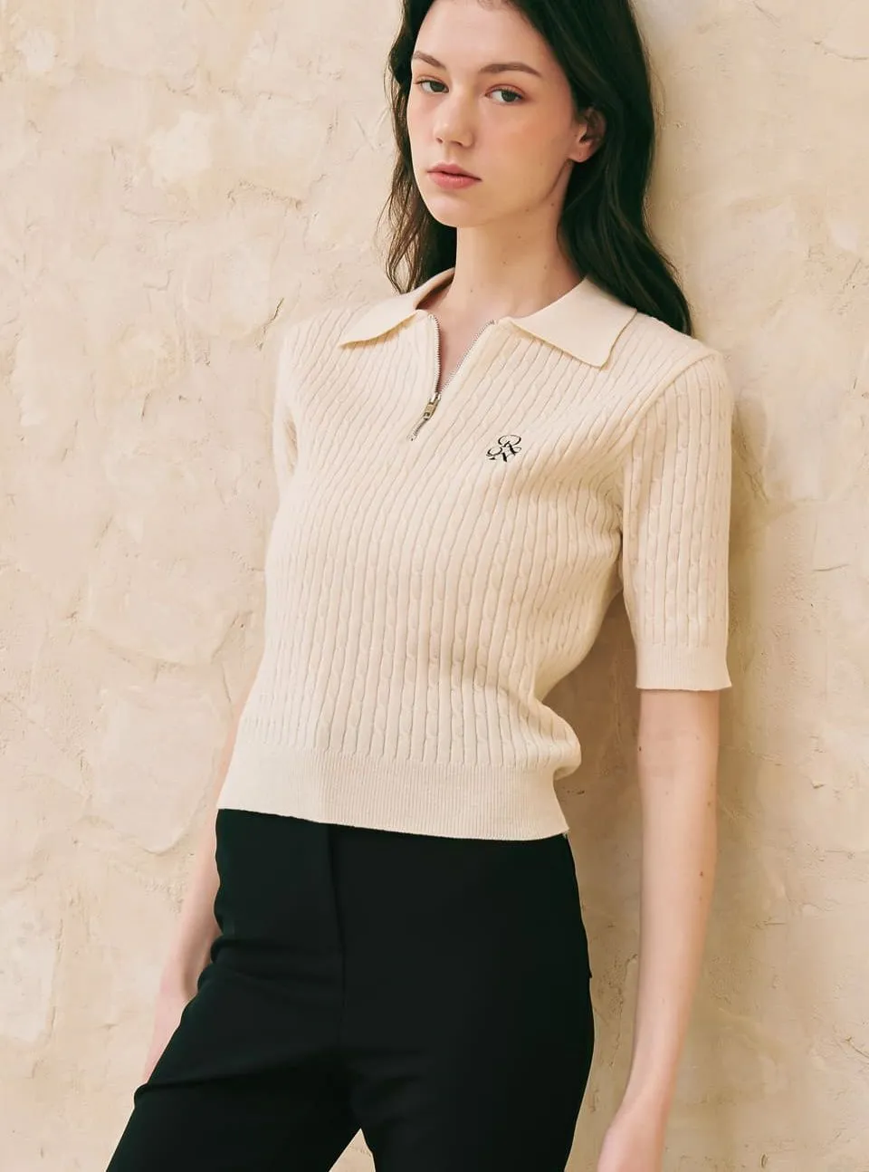 RONRON  |Casual Style Street Style Plain Short Sleeves Elegant Style