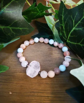 Rose Quartz, Sunstone, Amazonite Wrist Energy Mala Bracelet