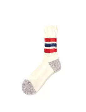 RoToTo Coarse Ribbed Oldschool Crew Socks Red / Blue