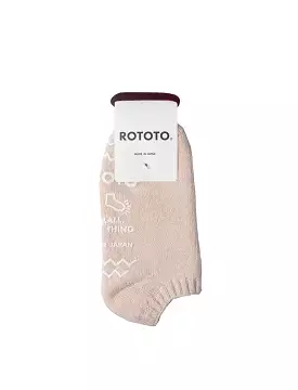 Rototo Recycled Cotton Pile Slipper Socks Ivory / Pink