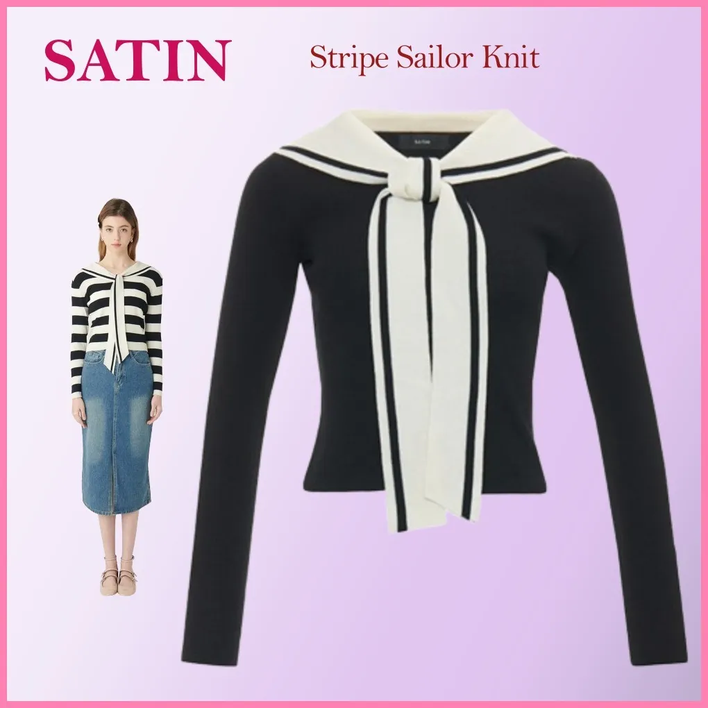 SATIN  |Casual Style Street Style Long Sleeves Plain Office Style