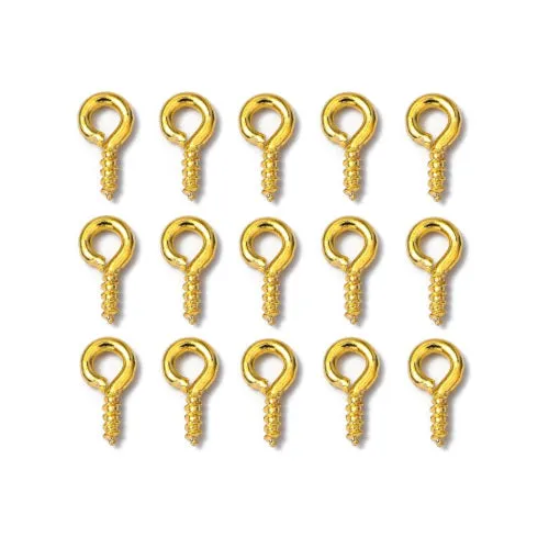 Screw Eye Pin Peg Bails, Iron, Golden, 8x4mm