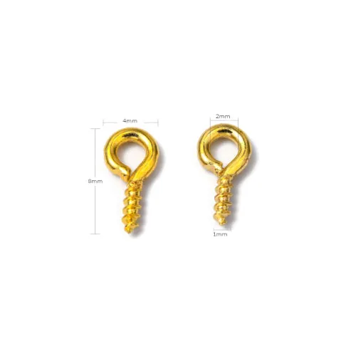 Screw Eye Pin Peg Bails, Iron, Golden, 8x4mm