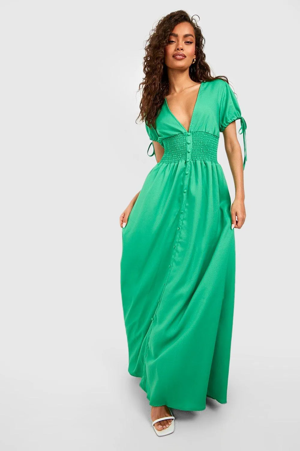 Shirred Waist Maxi Dress