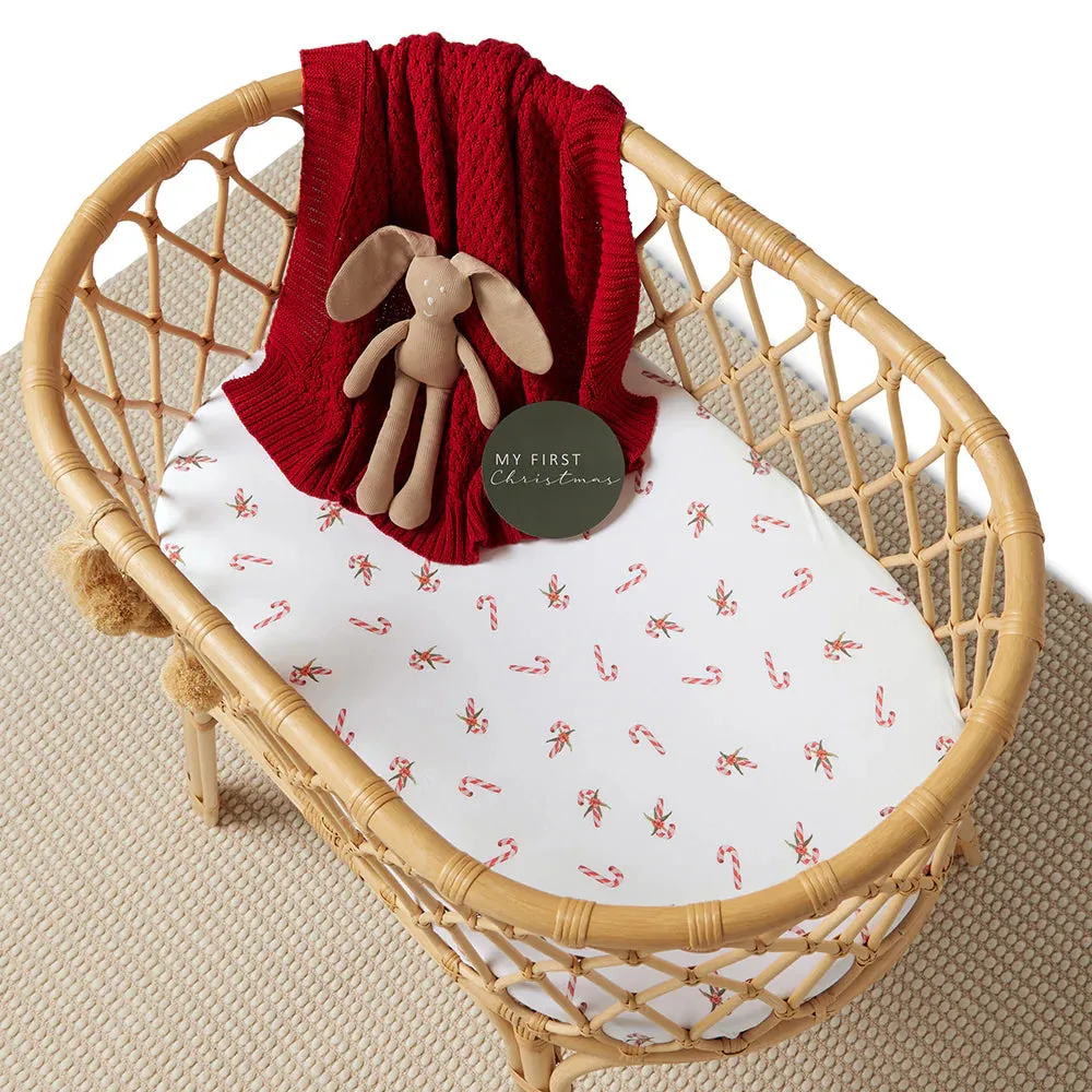 Snuggle Hunny Kids - Candy Cane Organic Bassinet Sheet/Change Pad Cover