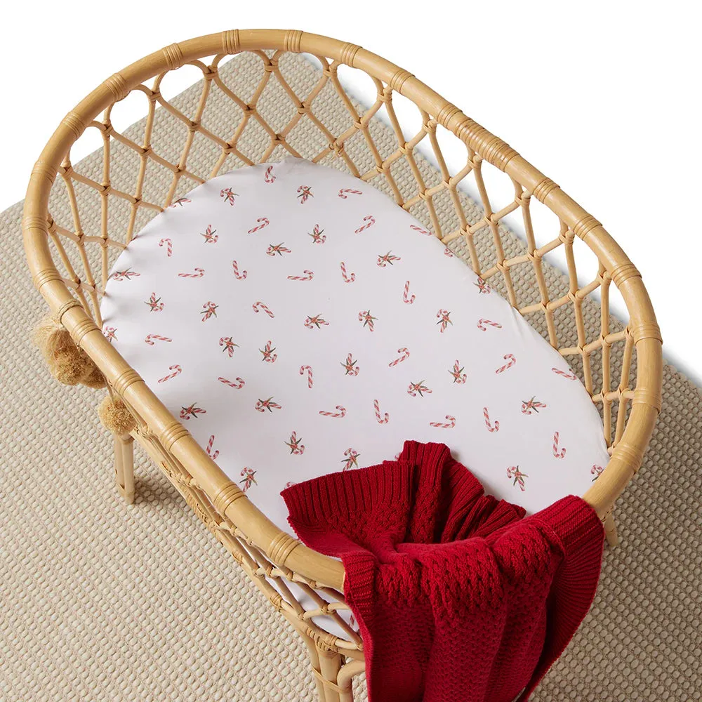 Snuggle Hunny Kids - Candy Cane Organic Bassinet Sheet/Change Pad Cover